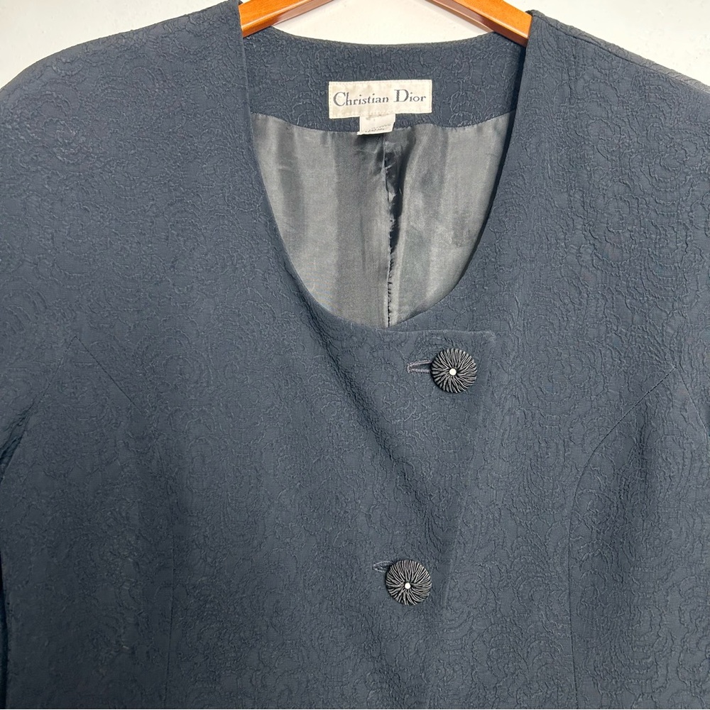 Vintage Christian Dior Blazer 3/4 Sleeve Asymmetrical Jacket - Picture 6 of 12